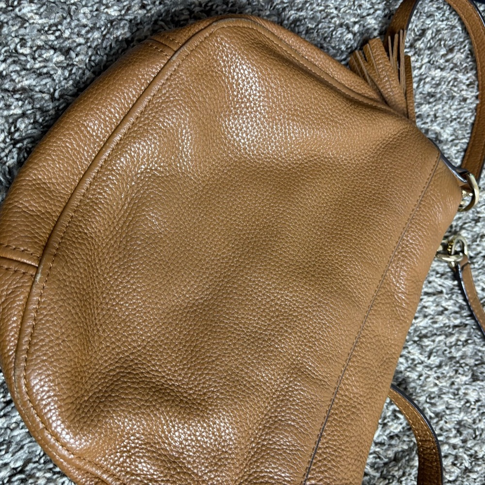 Michael Kors Bedford Brown Pebbled Leather Tassel Zipper Foldover Crossbody Bag - Picture 6 of 16